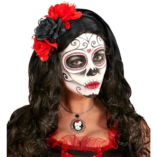 Grote foto dia de los muertos haarband rood zwart bloemen verzamelen overige verzamelingen