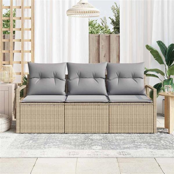 Grote foto vidaxl tuin sofa set met kussen met opslag 3 pcs beige lichtgrijs tuin en terras tuinmeubelen