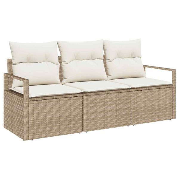 Grote foto vidaxl tuin sofa set met kussen met opslag 3 pcs beige cr me tuin en terras tuinmeubelen