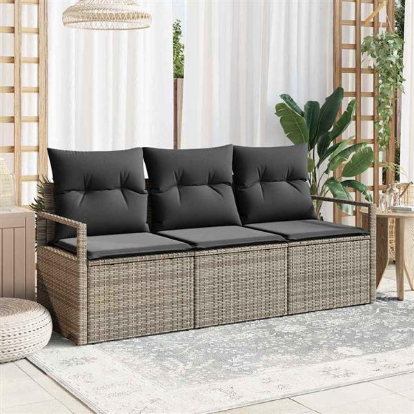 Grote foto vidaxl tuin sofa set 3 pcs grijs poly rattan poedergecoat staal tuin en terras tuinmeubelen