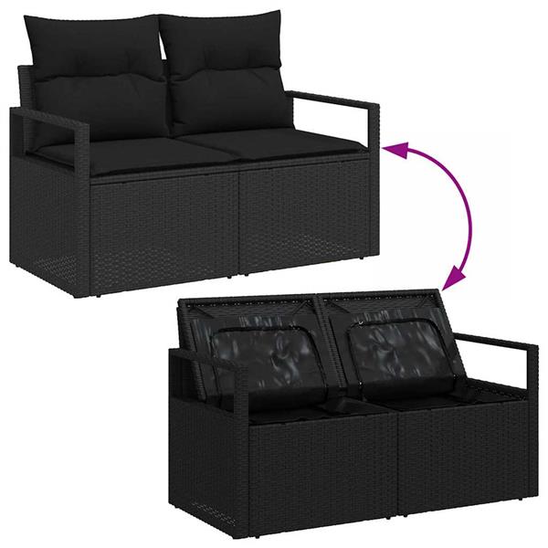 Grote foto vidaxl tuin sofa set 3 pcs zwart poly rattan poedergecoat staal tuin en terras tuinmeubelen