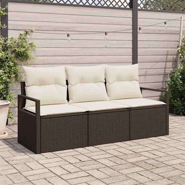 Grote foto vidaxl tuin sofa set met kussen met opslag 3 pcs bruin cr me tuin en terras tuinmeubelen