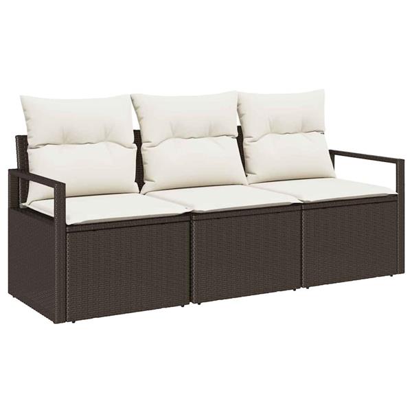 Grote foto vidaxl tuin sofa set met kussen met opslag 3 pcs bruin cr me tuin en terras tuinmeubelen