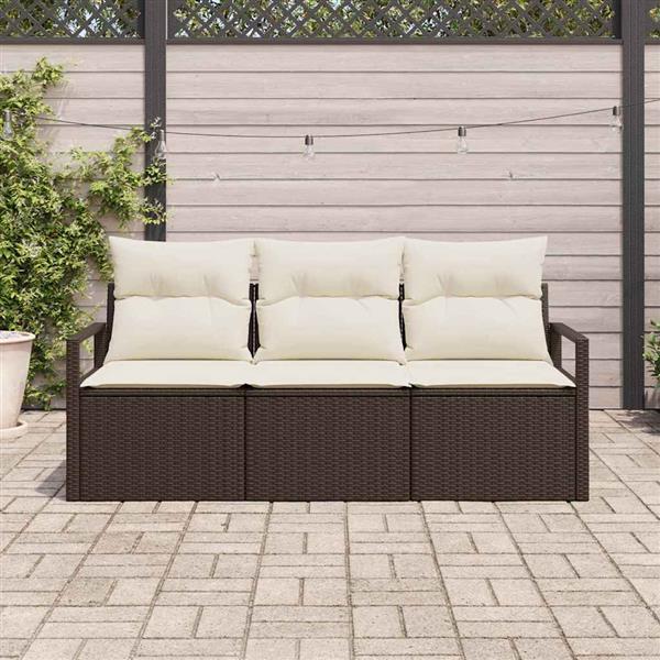 Grote foto vidaxl tuin sofa set met kussen met opslag 3 pcs bruin cr me tuin en terras tuinmeubelen