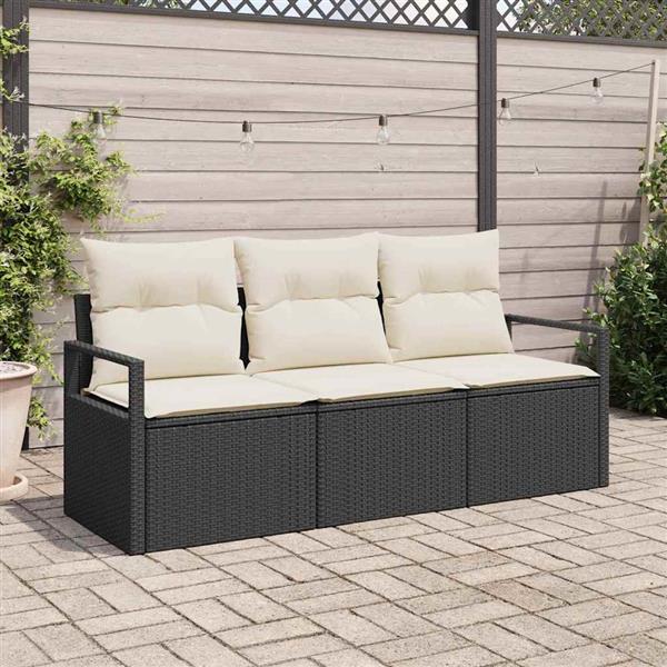 Grote foto vidaxl tuin sofa set met kussen met opslag 3 pcs zwart cr me tuin en terras tuinmeubelen