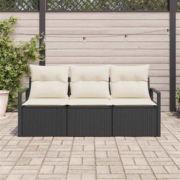 Grote foto vidaxl tuin sofa set met kussen met opslag 3 pcs zwart cr me tuin en terras tuinmeubelen