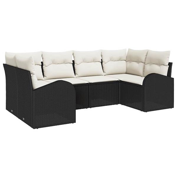Grote foto vidaxl tuin sofa set met kussen met opslag 6 pcs zwart poly riet tuin en terras tuinmeubelen