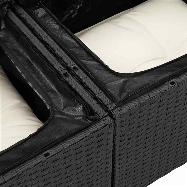 Grote foto vidaxl tuin sofa set met kussen met opslag 6 pcs zwart poly riet tuin en terras tuinmeubelen