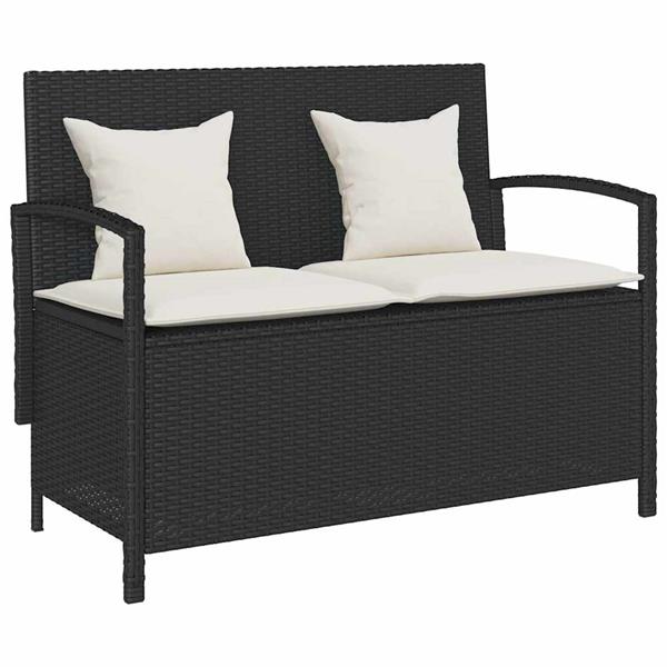 Grote foto vidaxl tuinbank met kussen poly rattan zwart tuin en terras tuinmeubelen
