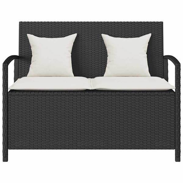 Grote foto vidaxl tuinbank met kussen poly rattan zwart tuin en terras tuinmeubelen