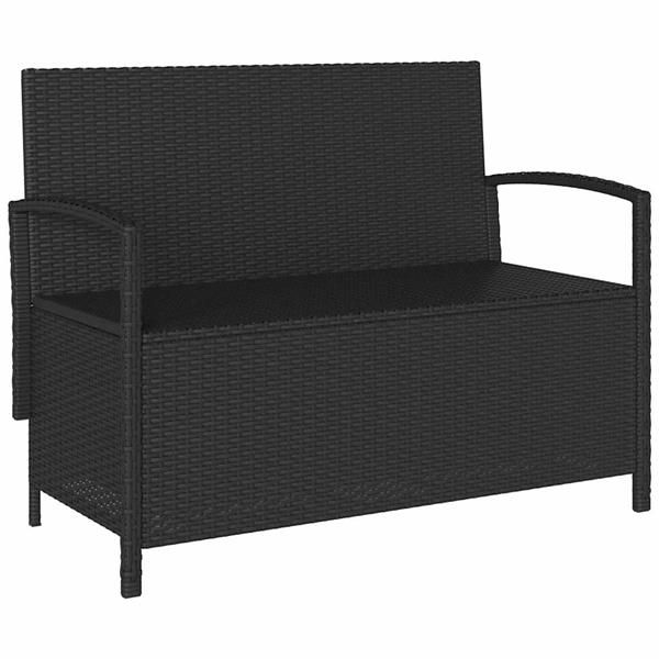 Grote foto vidaxl tuinbank met kussen poly rattan zwart tuin en terras tuinmeubelen