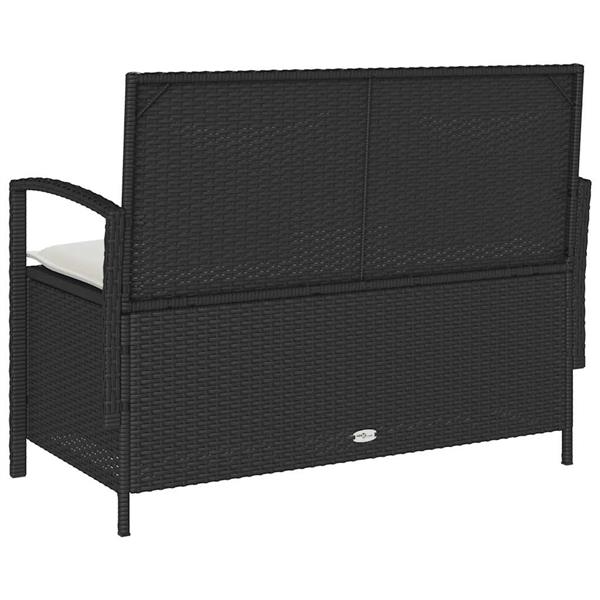 Grote foto vidaxl tuinbank met kussen poly rattan zwart tuin en terras tuinmeubelen