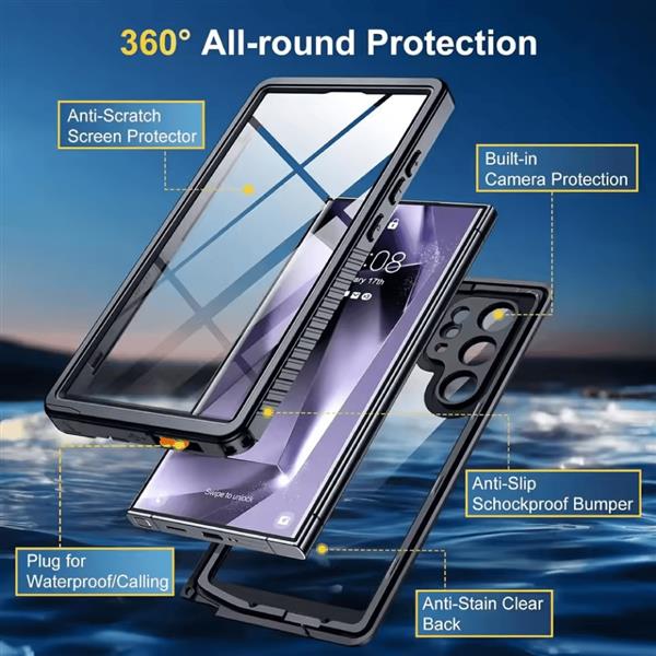 Grote foto samsung galaxy s23 plus waterdicht hoesje full body heavy duty shockproof 360 cover zwart telecommunicatie mobieltjes
