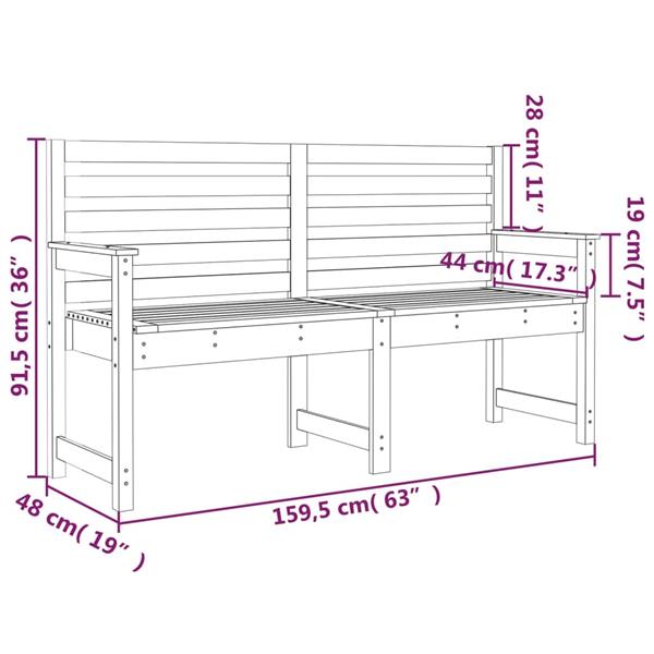 Grote foto vidaxl tuinbank 159 5x48x91 5 cm massief grenenhout zwart tuin en terras tuinmeubelen