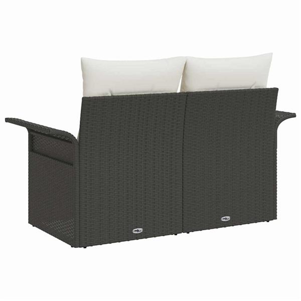 Grote foto vidaxl tuinbank met kussen zwart 141 x 62 x 69cm poly rattan tuin en terras tuinmeubelen