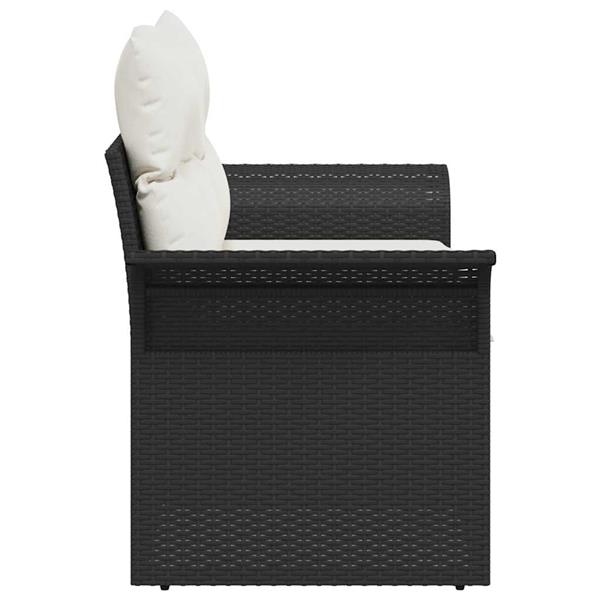 Grote foto vidaxl tuinbank met kussen zwart 141 x 62 x 69cm poly rattan tuin en terras tuinmeubelen