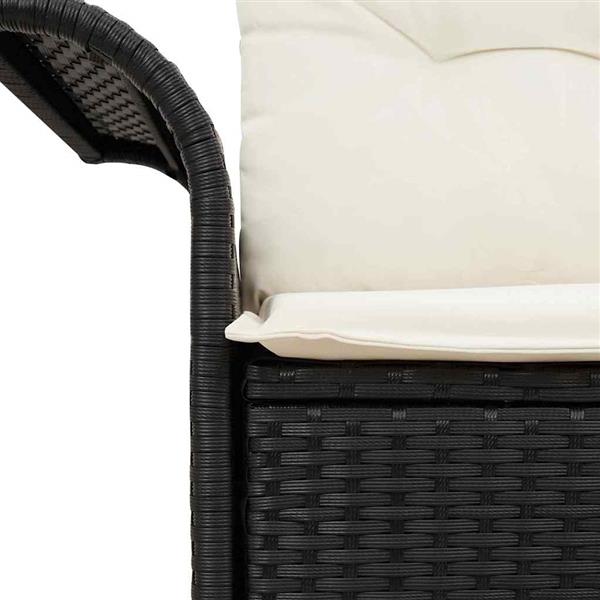 Grote foto vidaxl tuinbank met kussen zwart 141 x 62 x 69cm poly rattan tuin en terras tuinmeubelen