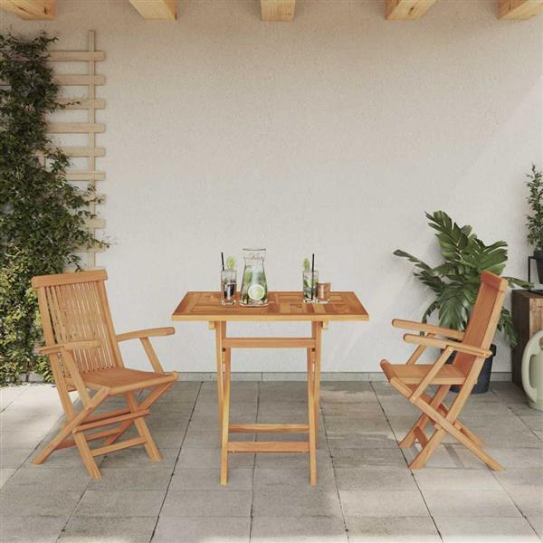 Grote foto vidaxl tuin eetset 2 pcs bruin massief teakhout tuin en terras tuinmeubelen
