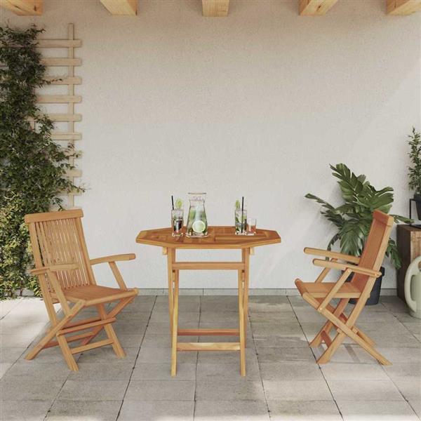 Grote foto vidaxl tuin eetset 2 pcs bruin massief teakhout tuin en terras tuinmeubelen