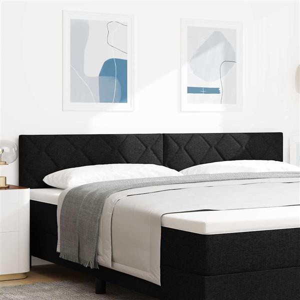 Grote foto vidaxl stoffen hoofdbord geometric met hoofdeinde zwart 200 cm stof antiek en kunst stoelen en banken