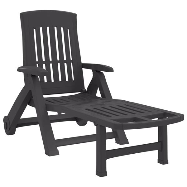 Grote foto vidaxl ligbed met wielen inklapbaar pp antracietkleurig tuin en terras tuinmeubelen