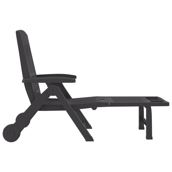 Grote foto vidaxl ligbed met wielen inklapbaar pp antracietkleurig tuin en terras tuinmeubelen