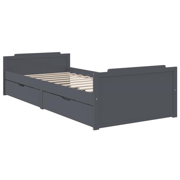Grote foto vidaxl bedframe met lades massief grenenhout donkergrijs 90x200 cm antiek en kunst stoelen en banken