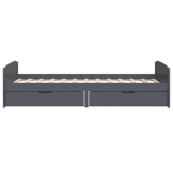 Grote foto vidaxl bedframe met lades massief grenenhout donkergrijs 90x200 cm antiek en kunst stoelen en banken