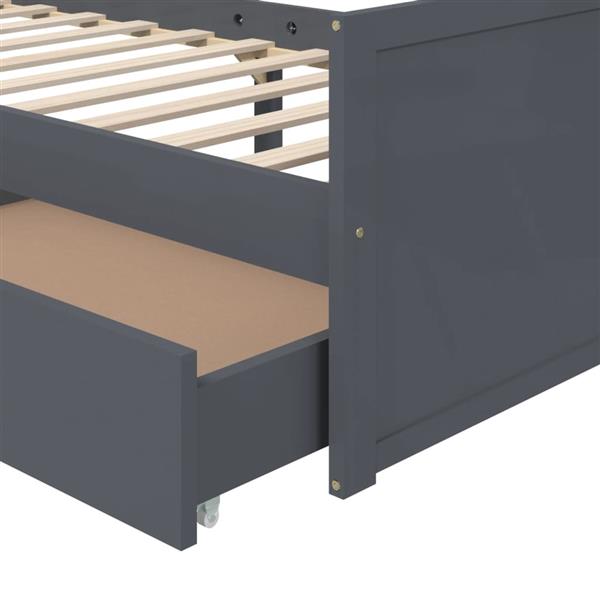 Grote foto vidaxl bedframe met lades massief grenenhout donkergrijs 90x200 cm antiek en kunst stoelen en banken