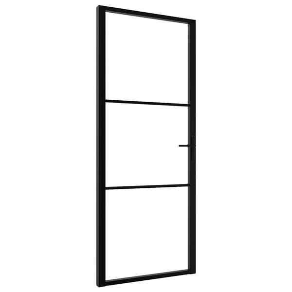 Grote foto vidaxl binnendeur 83x201 5 cm esg glas en aluminium zwart doe het zelf en verbouw deuren en horren
