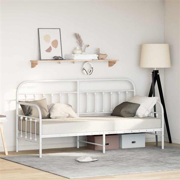 Grote foto vidaxl bedframe voor een daybed met hoofdeinde wit 75 x 190 cm staal antiek en kunst stoelen en banken