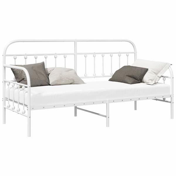 Grote foto vidaxl bedframe voor een daybed met hoofdeinde wit 75 x 190 cm staal antiek en kunst stoelen en banken