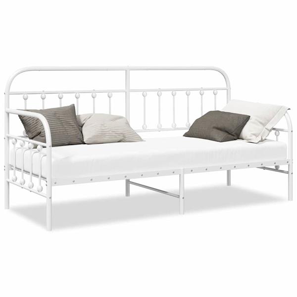 Grote foto vidaxl bedframe voor een daybed met hoofdeinde wit 75 x 190 cm staal antiek en kunst stoelen en banken