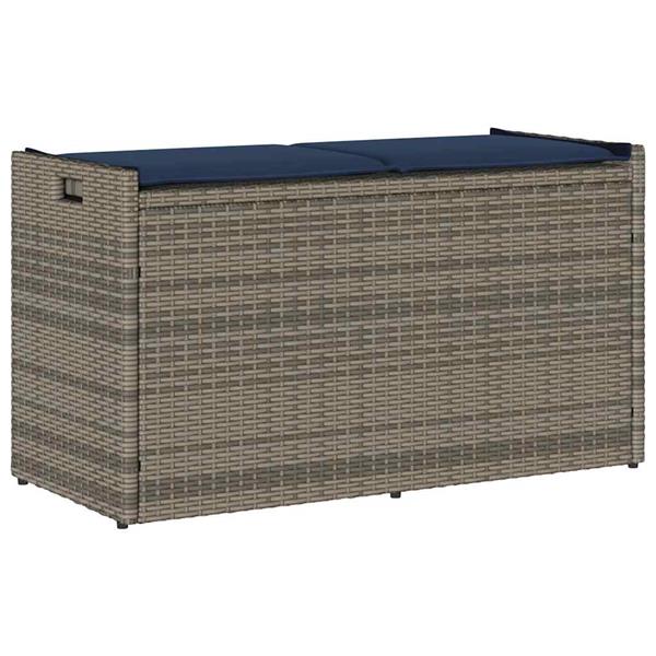 Grote foto vidaxl opbergbank met kussen voor buiten 100 cm poly rattan grijs tuin en terras tuinmeubelen