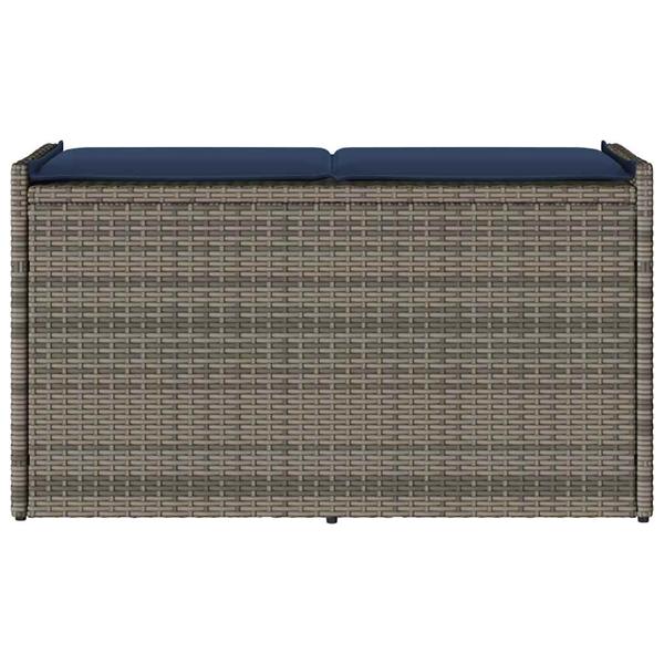 Grote foto vidaxl opbergbank met kussen voor buiten 100 cm poly rattan grijs tuin en terras tuinmeubelen