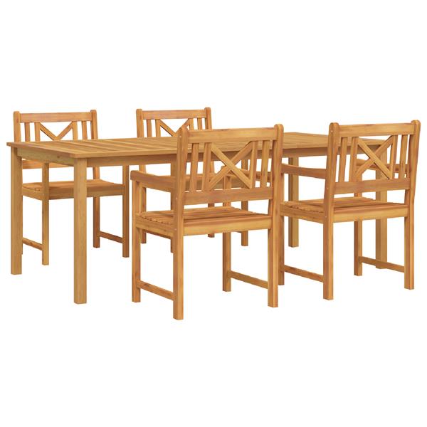 Grote foto vidaxl tuin eetset 5 pcs bruin massief acaciahout tuin en terras tuinmeubelen