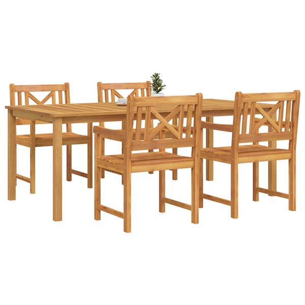 Grote foto vidaxl tuin eetset 5 pcs bruin massief acaciahout tuin en terras tuinmeubelen