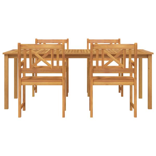 Grote foto vidaxl tuin eetset 5 pcs bruin massief acaciahout tuin en terras tuinmeubelen
