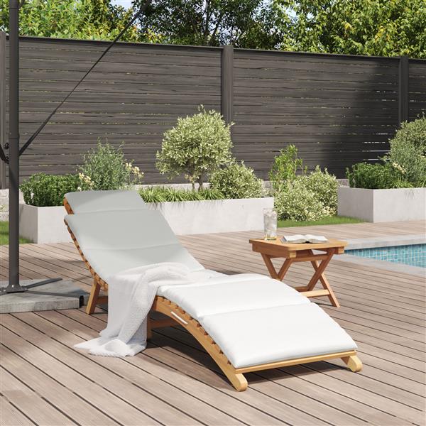 Grote foto vidaxl ligstoel met kussen cr mewit 188 x 55 x 59 cm massief teakhout tuin en terras tuinmeubelen