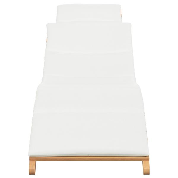 Grote foto vidaxl ligstoel met kussen cr mewit 188 x 55 x 59 cm massief teakhout tuin en terras tuinmeubelen