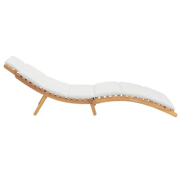 Grote foto vidaxl ligstoel met kussen cr mewit 188 x 55 x 59 cm massief teakhout tuin en terras tuinmeubelen