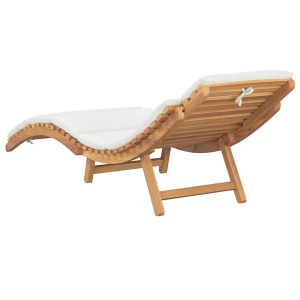 Grote foto vidaxl ligstoel met kussen cr mewit 188 x 55 x 59 cm massief teakhout tuin en terras tuinmeubelen