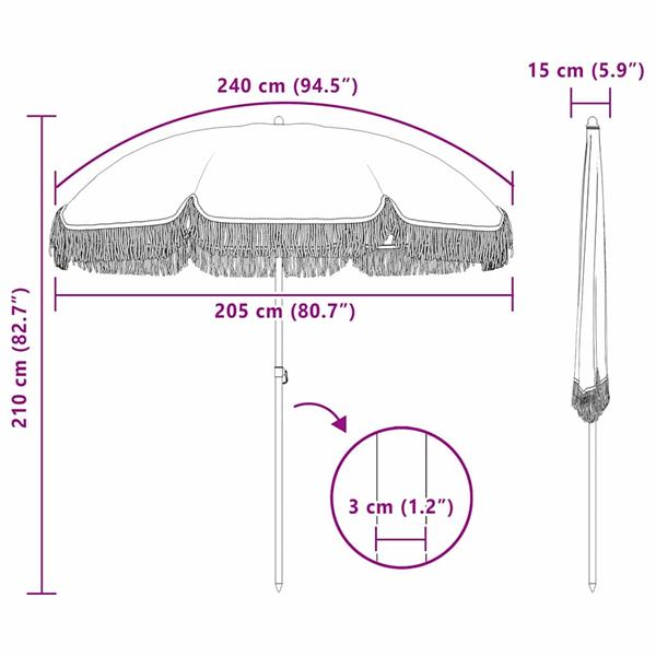 Grote foto vidaxl parasol grijs en wit 205 x 209 cm staal tuin en terras overige tuin en terras