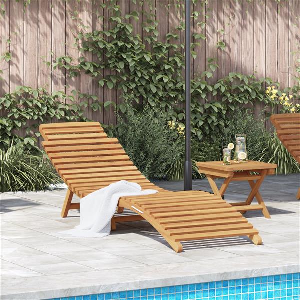 Grote foto vidaxl ligstoel bruin 184 x 55 x 59 cm massief teakhout tuin en terras tuinmeubelen