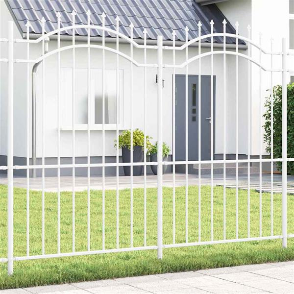 Grote foto vidaxl tuin hek wit 215 cm poedergecoat staal tuin en terras hekken en schuttingen