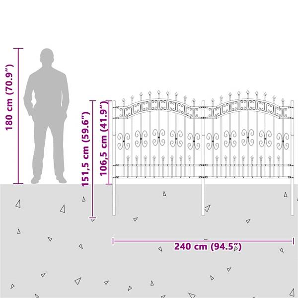 Grote foto vidaxl tuinhek wit 165 cm poedergecoat staal tuin en terras hekken en schuttingen