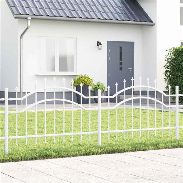 Grote foto vidaxl tuin hek wit 115 cm poedergecoat staal tuin en terras hekken en schuttingen