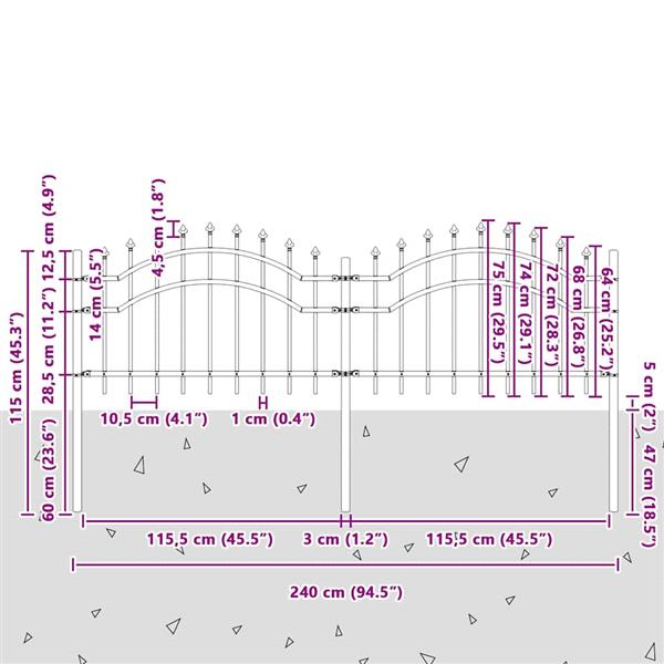 Grote foto vidaxl tuin hek wit 115 cm poedergecoat staal tuin en terras hekken en schuttingen
