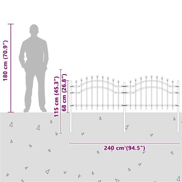 Grote foto vidaxl tuin hek wit 115 cm poedergecoat staal tuin en terras hekken en schuttingen