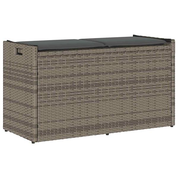 Grote foto vidaxl opbergbank met kussen voor buiten 100 cm poly rattan grijs tuin en terras tuinmeubelen